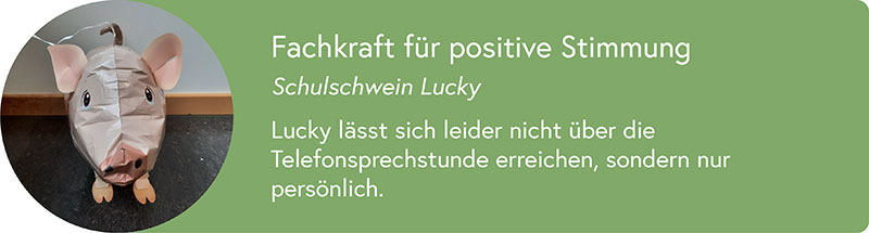 Schulschwein Lucky - Fachkraft für positive Stimmung