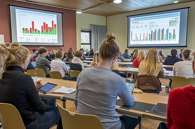 Personen die sich eine Präsentation ansehen