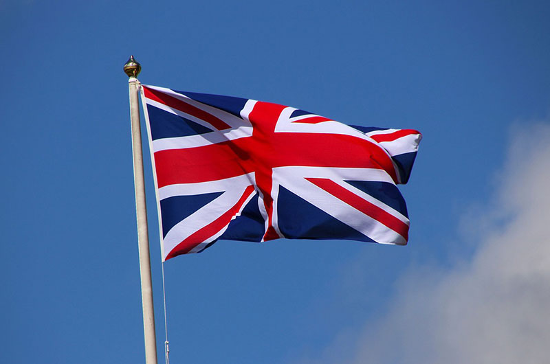 Britische Flagge im Wind